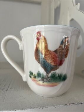 Rooster Ceramic Coffee Mug Green Background Farmhouse Country Decor